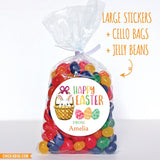 Watercolor Bunny in a Basket Easter Stickers