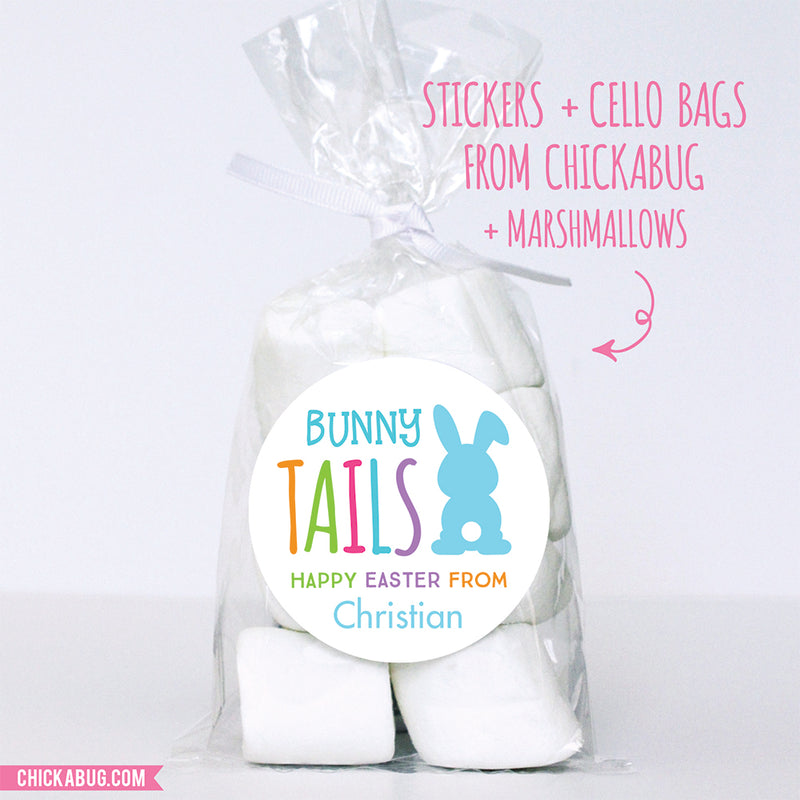 Blue "Bunny Tails" Easter Stickers