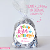 Pink "Bunny Kisses and Easter Wishes" Stickers