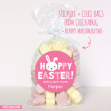 Pink "Hoppy Easter" Bunny Stickers