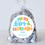 Blue "Bunny Kisses and Easter Wishes" Stickers