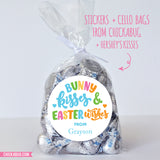 Blue "Bunny Kisses and Easter Wishes" Stickers