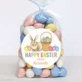 Watercolor Bunny, Basket and Eggs Easter Stickers