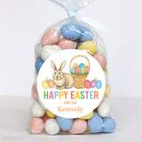 Watercolor Bunny, Basket and Eggs Easter Stickers