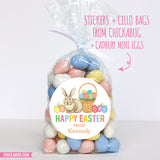 Watercolor Bunny, Basket and Eggs Easter Stickers