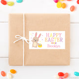 Waving Bunny Pink Easter Gift Labels