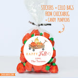 "Happy Fall" Pumpkin Wagon Stickers