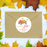"Happy Fall" Pumpkin Wagon Stickers