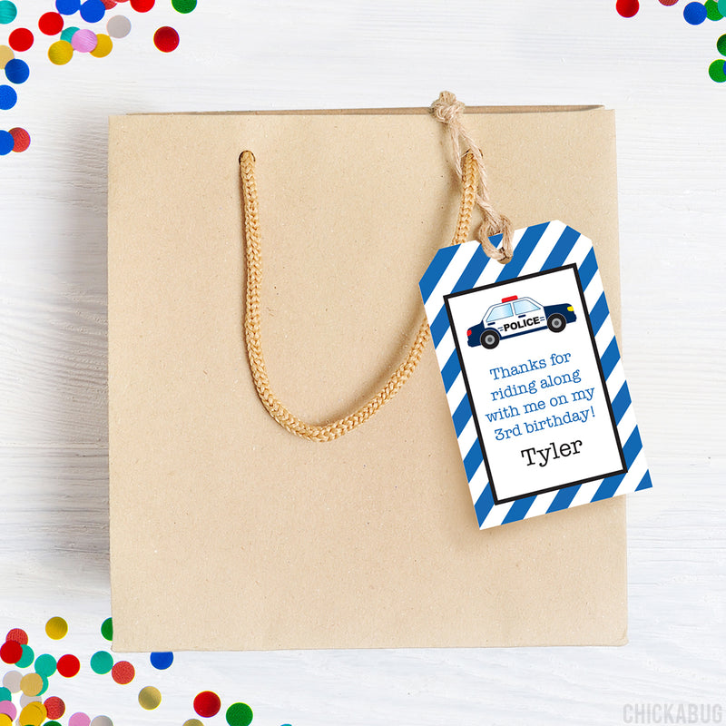 Police Party Favor Tags (EDITABLE INSTANT DOWNLOAD)