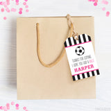 Pink Soccer Party Favor Tags (EDITABLE INSTANT DOWNLOAD)