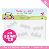 Pink Golf Party Treat Bag Labels (EDITABLE INSTANT DOWNLOAD)