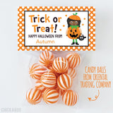 "Trick or Treat" African-American Girl Halloween Paper Tags and Bags