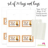 "Trick or Treat" Blonde Girl Halloween Paper Tags and Bags