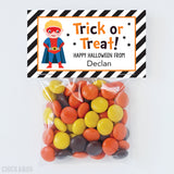 Blonde Boy Superhero Halloween Paper Tags and Bags