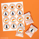 Patterned Halloween Stickers (Pumpkin, Hat, Cat & Candy Corn)