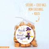 Pretty Witch "Trick or Treat" Halloween Stickers - Blonde Hair