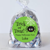 Trick or Treat Spider Halloween Stickers (Green)