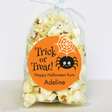 Trick or Treat Spider Halloween Stickers (Orange)