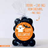 Ghost and Bat Halloween Stickers (Orange)