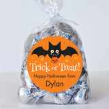 Trick or Treat Bat Halloween Stickers (Orange)