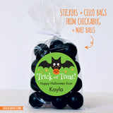Trick or Treat Bat Halloween Stickers (Green)