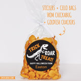 Dinosaur "Trick ROAR Treat" Halloween Stickers (Black)