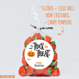 Pumpkin and Bat "Trick or Treat" Halloween Labels
