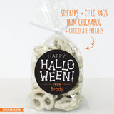 "Happy Halloween" Bones Stickers
