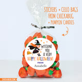 Halloween Witch on Broom Stickers