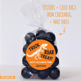 Dinosaur "Trick ROAR Treat" Halloween Stickers (Orange)