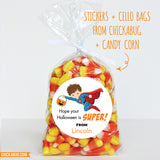 Super Boy Halloween Stickers - Brown Hair