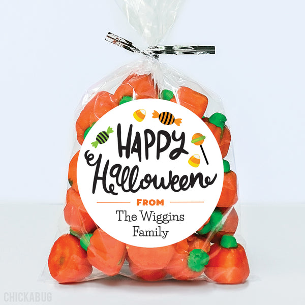 "Happy Halloween" Candy Stickers