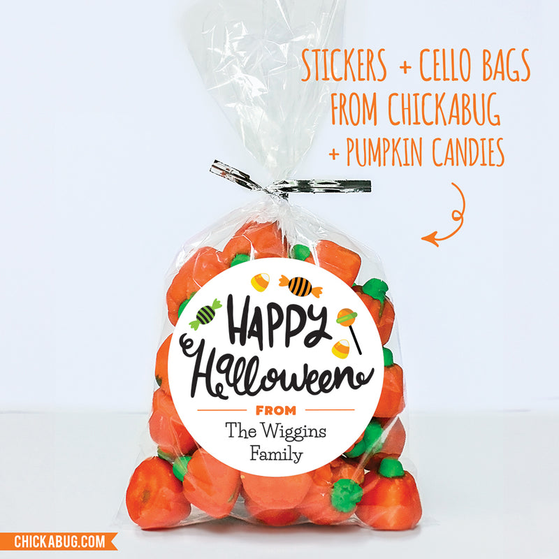 "Happy Halloween" Candy Stickers