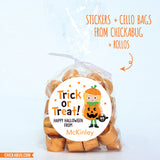 "Trick or Treat" Girl Halloween Stickers - Blonde Hair