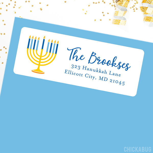 Hanukkah Menorah Address Labels