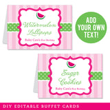 Pink Watermelon Party Table Tent Cards (EDITABLE INSTANT DOWNLOAD)