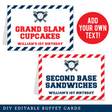 Baseball Party Table Tent Cards (EDITABLE INSTANT DOWNLOAD)