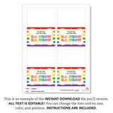 Rainbow Party Table Tent Cards (EDITABLE INSTANT DOWNLOAD)