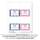 Pink Nautical Party Table Tent Cards (EDITABLE INSTANT DOWNLOAD)