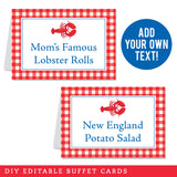 Lobster Party Table Tent Cards (EDITABLE INSTANT DOWNLOAD)