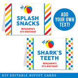 Pool Party Table Tent Cards (EDITABLE INSTANT DOWNLOAD)