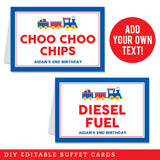 Train Party Table Tent Cards (EDITABLE INSTANT DOWNLOAD)