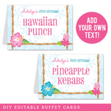 Luau Party Table Tent Cards (EDITABLE INSTANT DOWNLOAD)