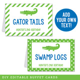 Alligator Party Table Tent Cards (EDITABLE INSTANT DOWNLOAD)