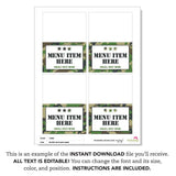 Army Party Table Tent Cards (EDITABLE INSTANT DOWNLOAD)