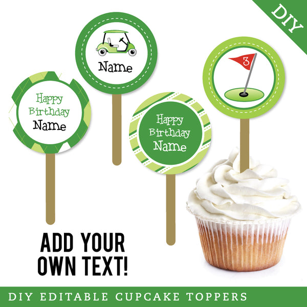 Golf Party Cupcake Toppers (EDITABLE INSTANT DOWNLOAD)