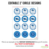 Blue Garbage Truck Party Cupcake Toppers (EDITABLE INSTANT DOWNLOAD)