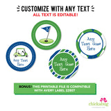 Navy Golf Party Cupcake Toppers (EDITABLE INSTANT DOWNLOAD)