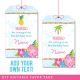 Luau Party Favor Tags (EDITABLE INSTANT DOWNLOAD)