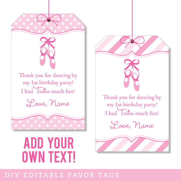 Ballet Party Favor Tags (EDITABLE INSTANT DOWNLOAD)